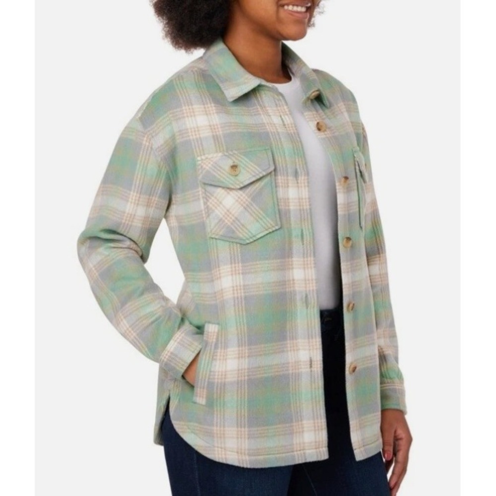 Member's Mark NWT Plaid Shacket Green Blue Oversized Jacket Size L